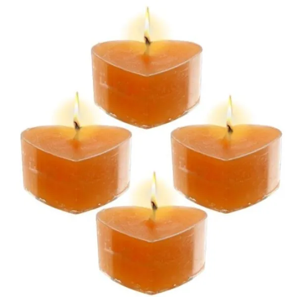 Badaboum Bougie Chauffe Plat Coeur Orange X 4 Pi Ces