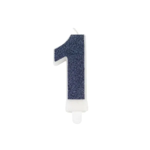 Best Bougie Chiffre 1 Paillet E Bleu Marine Theme Joyeux Anniversaire