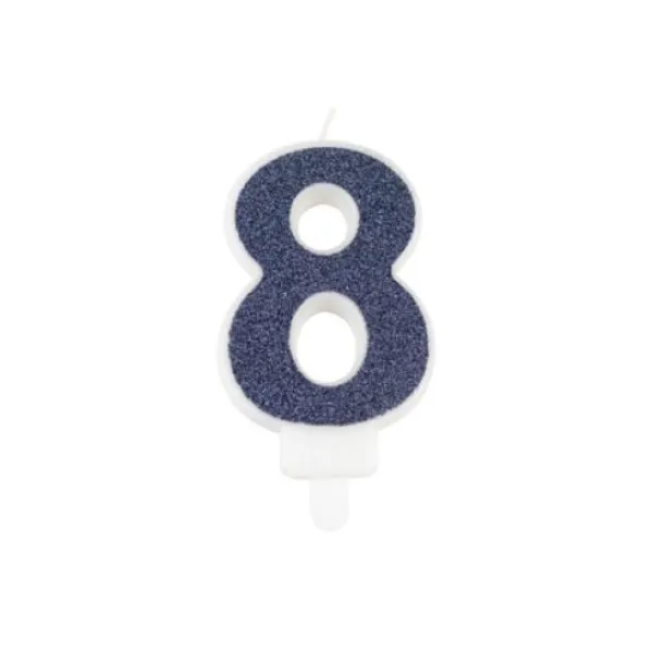 Online Bougie Chiffre 8 Paillet E Bleu Marine Theme Joyeux Anniversaire