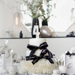 New Bougie Chiffre Anniversaire Paillet 4 Theme Joyeux Anniversaire