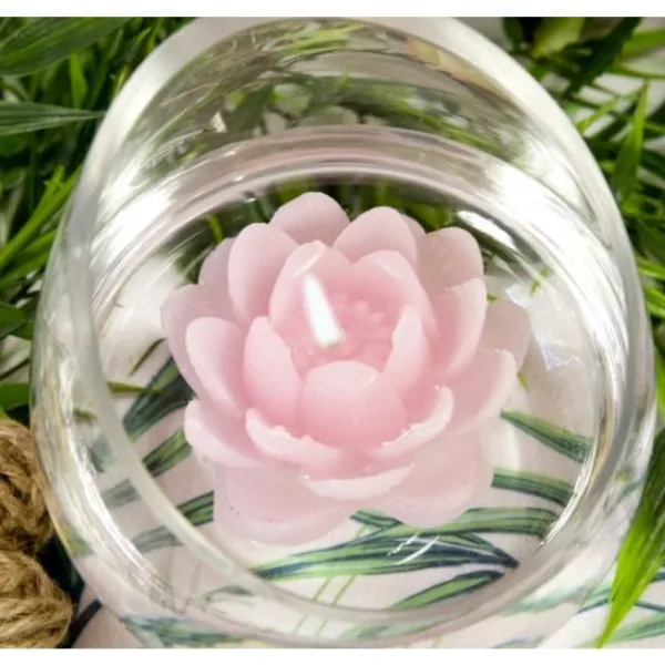 Badaboum Bougie Déco Forme Lotus Rose Best