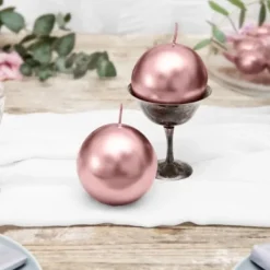 Badaboum Bougie Mariage Boule Rose Gold 8Cm X 6 Pi Ces New