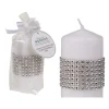 Badaboum Bougie Mariage Pilier Blanche Avec Strass Hot