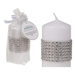 Badaboum Bougie Mariage Pilier Blanche Avec Strass Hot