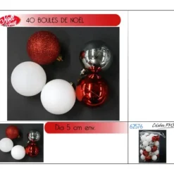 Badaboum Boule De Noel Omea Blanche Et Rouge X 40 Pi Ces Outlet