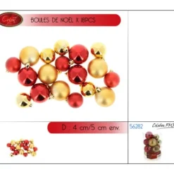 Badaboum Boule De Noel Pour Sapin Or Et Rouge X 18 Pi Ces Outlet