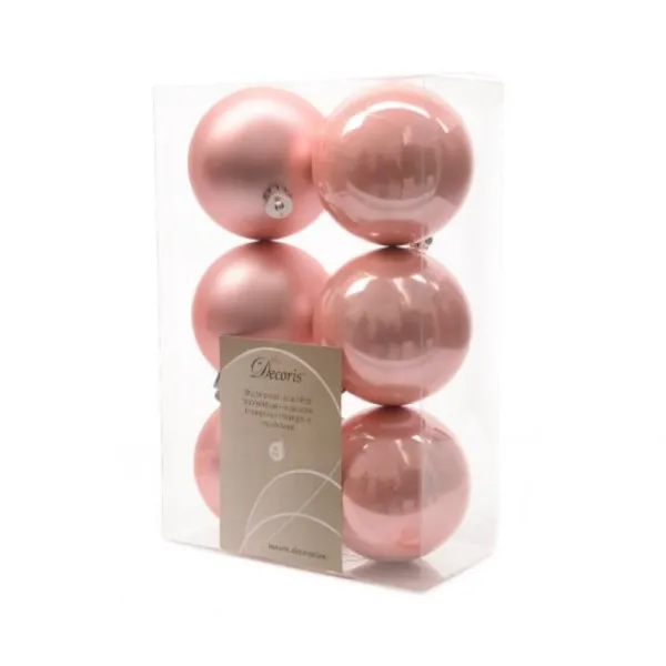 Badaboum Boule De Noel Rose 8 Cm X 6 Pi Ces