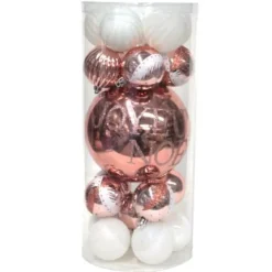 Badaboum Boule De Noel Rose Gold Et Blanc Joyeux Noel X 21 Pi Ces Hot