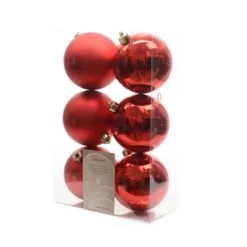 Badaboum Boule De Noel Rouge 8 Cm X 6 Pi Ces