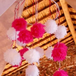 Badaboum Boule Plume Fuchsia 10 Cm