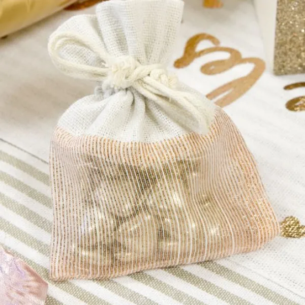 Badaboum Bourse Drag Es En Toile Et Tissu Rose Gold X 4 Pi Ces