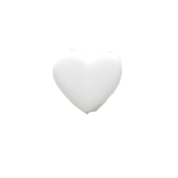 Badaboum Bouton Fantaisie Coeur Blanc 13Mm X 6 Pi Ces