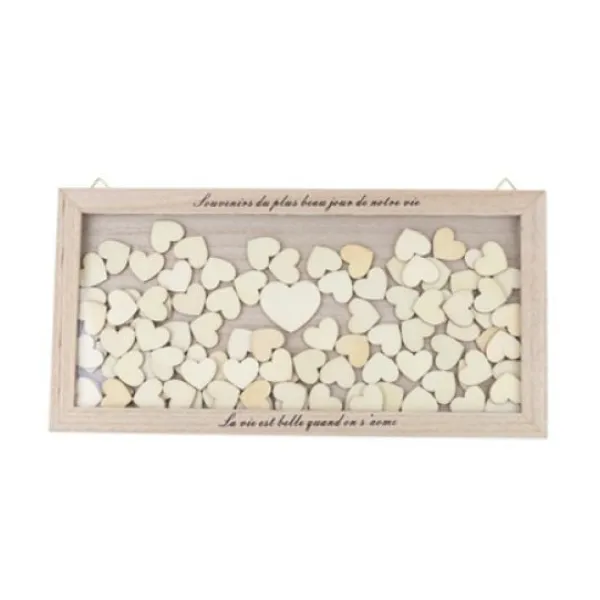 Badaboum Cadre Livre D'Or Bois Rectangle Avec 100 Coeurs