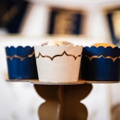 Badaboum Cakes Cup Bleu Marine Liser Or X 20 New