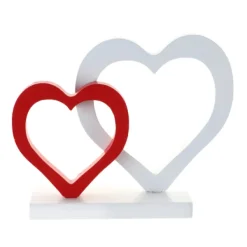 Badaboum Centre De Table Deux Coeurs Romantique 21 Cm