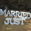 Badaboum Centre De Table Just Married Blanc En Bois