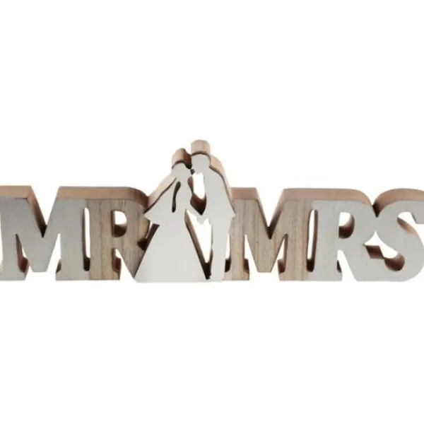 Badaboum Centre De Table Mr Mrs En Bois Naturel