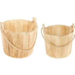 Badaboum Centre De Table Seau En Bois Naturel X 2 Pi Ces