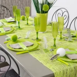 Badaboum Chemin De Table En Abaca Vert Anis 30Cm Clearance
