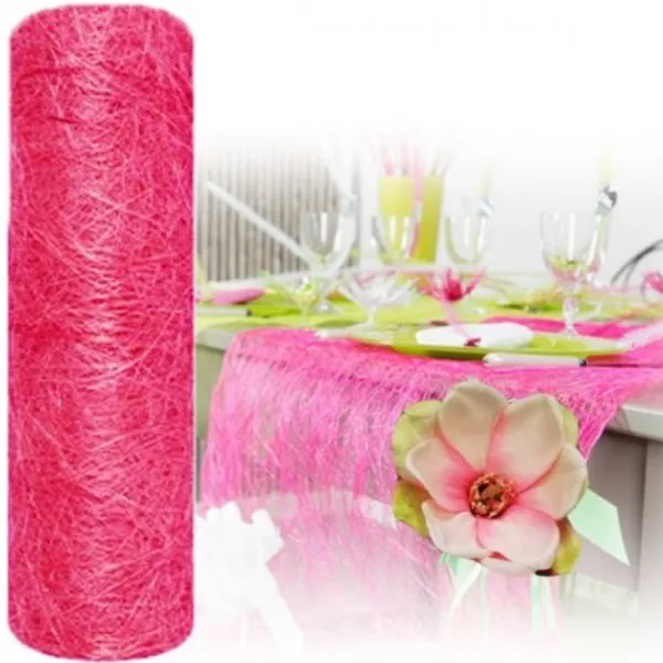 Badaboum Chemin De Table En Abaca Fuchsia 30Cm Outlet