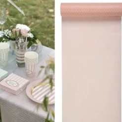 Badaboum Chemin De Table Intisse Plumetis Rose