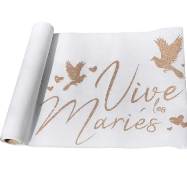 Badaboum Chemin De Table Lin Blanc Vive Les Mari S Rose Gold