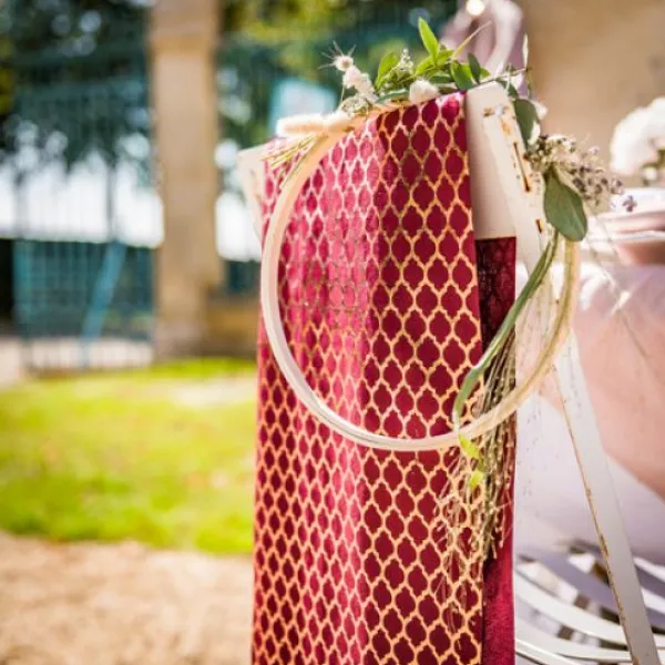 Badaboum Chemin De Table Lin Nid D'Abeiles Marsala Floque Rose Gold