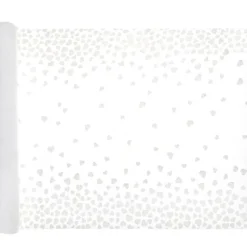 Badaboum Chemin De Table Mariage Coeur Blanc En Polyester 48 Cm X 3 M Tres