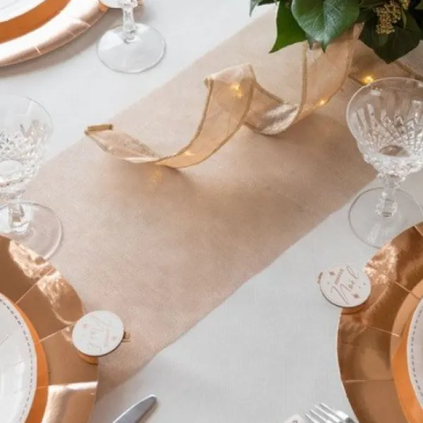 Badaboum Chemin De Table Mariage Organza Rose Gold