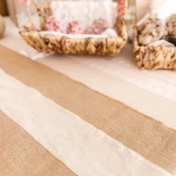 Discount Chemin De Table Mariage Toile De Jute Et Lin 30 Cm X 3 M Theme Eco-Responsable