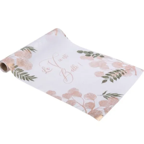 Badaboum Chemin De Table Satin La Vie Est Belle Rose Gold