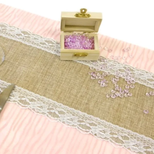 New Chemin De Table Vintage Jute Et Dentelle 15Cm Theme Dentelle