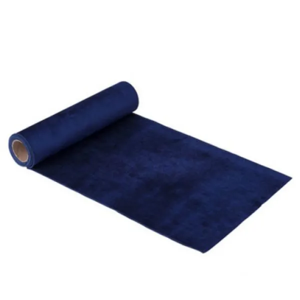 Badaboum Chemin De Table Vrai Velours Bleu Marine Clearance