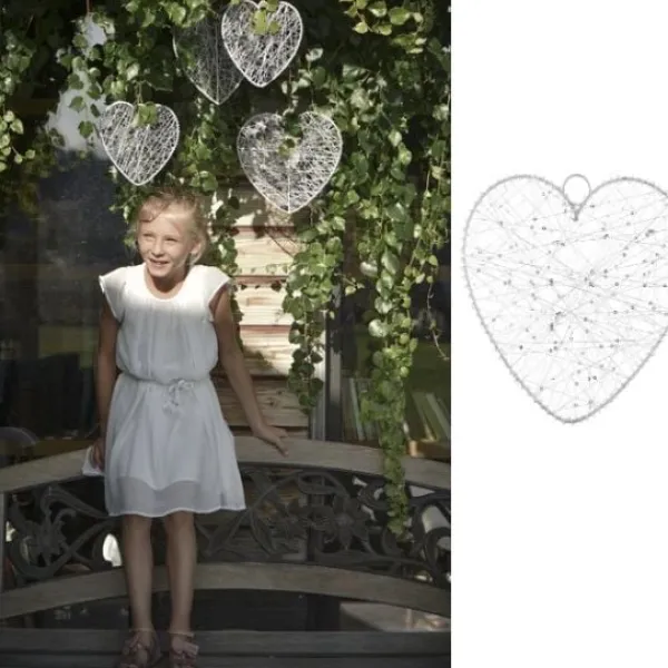 Badaboum Coeur De Fil Blanc 20 Cm A Suspendre