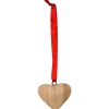 Badaboum Coeur En Bois Avec Ruban Satin Rouge A Suspendre