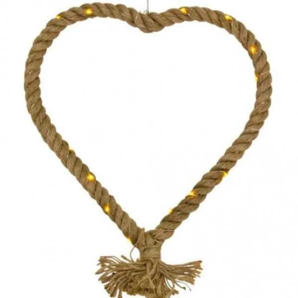 Coeur En Jute En Led A Suspendre Theme Jute