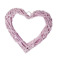 Badaboum Coeur En Osier Ajour Rose 20 Cm