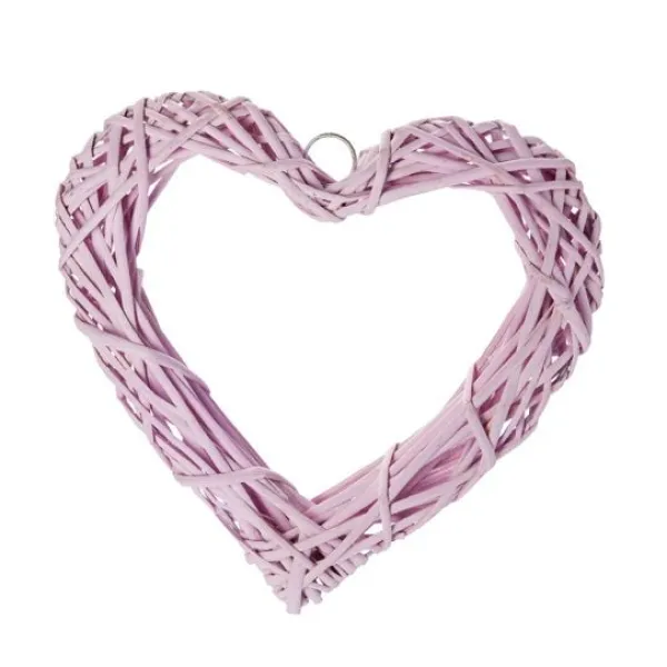 Badaboum Coeur En Osier Ajour Rose 20 Cm