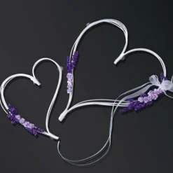 Badaboum Coeur En Rotin Avec Fleur Parme Pour D Coration De Voiture De Mariage X 2 Pi Ces