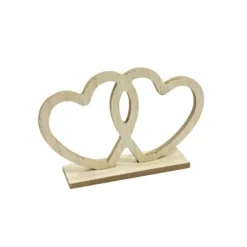 Badaboum Coeurs Enlac S En Bois Naturel Sur Socle