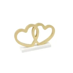 Badaboum Coeurs Enlac S En Bois Or Sur Socle
