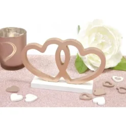 Badaboum Coeurs Enlac S En Bois Rose Gold Sur Socle