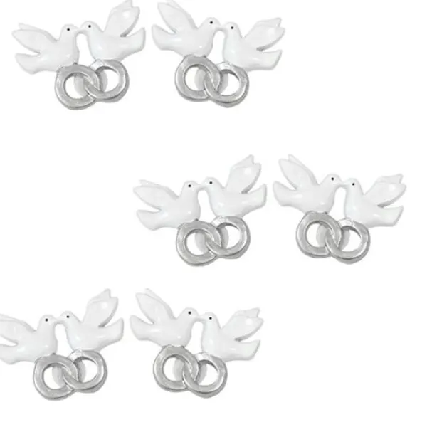 Discount Confettis De Table Colombe Avec Alliance Argent X 6 Pi Ces Theme Colombe