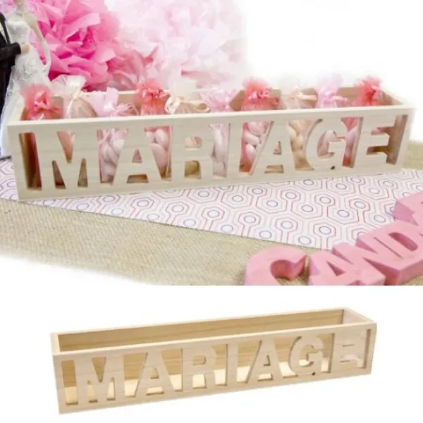 Badaboum Contenant Dragees En Bois Mot Mariage