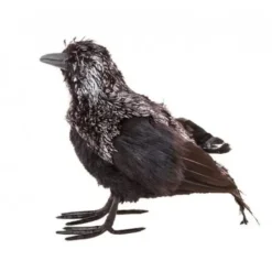 Badaboum Corbeau Plumes Noir Argent 25 X 11 X 19 Cm