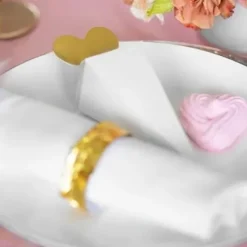 Badaboum Cornet A Dragees Blanc Avec Coeur Or X 6 Pi Ces