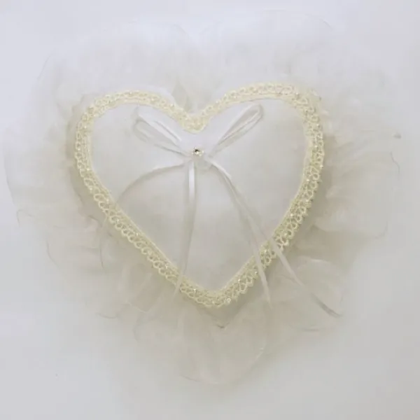 Badaboum Coussin Coeur Porte Alliance Ecru