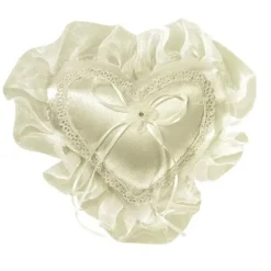 Badaboum Coussin Coeur Porte Alliance Ecru