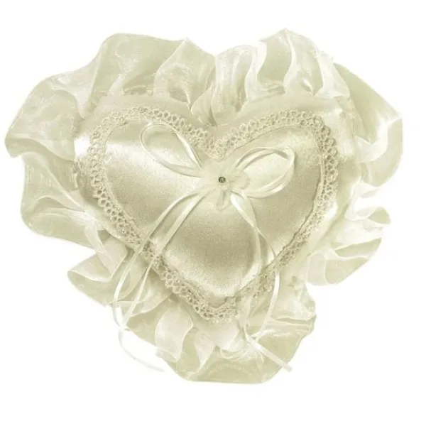 Badaboum Coussin Coeur Porte Alliance Ecru