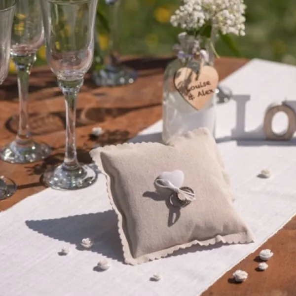 Badaboum Coussin D'Alliance En Coton Avec Coeur Naturel